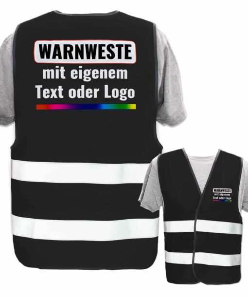 Warnwesten mit zwei Leuchtstreifen selbst gestalten // viele Farben und Größen 23 Schwarz RueBru Li