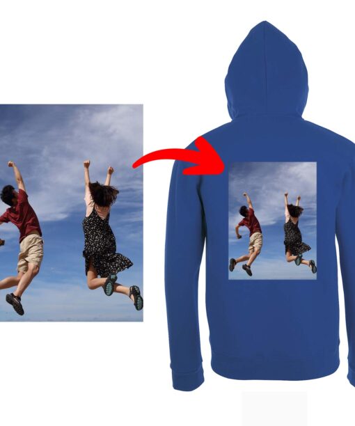 Kapuzenjacken selbst gestalten mit eigenem Foto Logo oder Text weiches Mischgewebe vollfarbig bedruckt PIXI 270897 18076