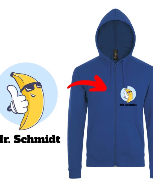 Kapuzenjacken selbst gestalten mit eigenem Foto Logo oder Text weiches Mischgewebe vollfarbig bedruckt PIXI 270897 18076 11