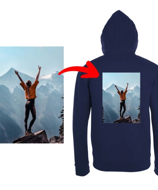 Kapuzenjacken selbst gestalten mit eigenem Foto Logo oder Text weiches Mischgewebe vollfarbig bedruckt PIXI 270897 18076 2