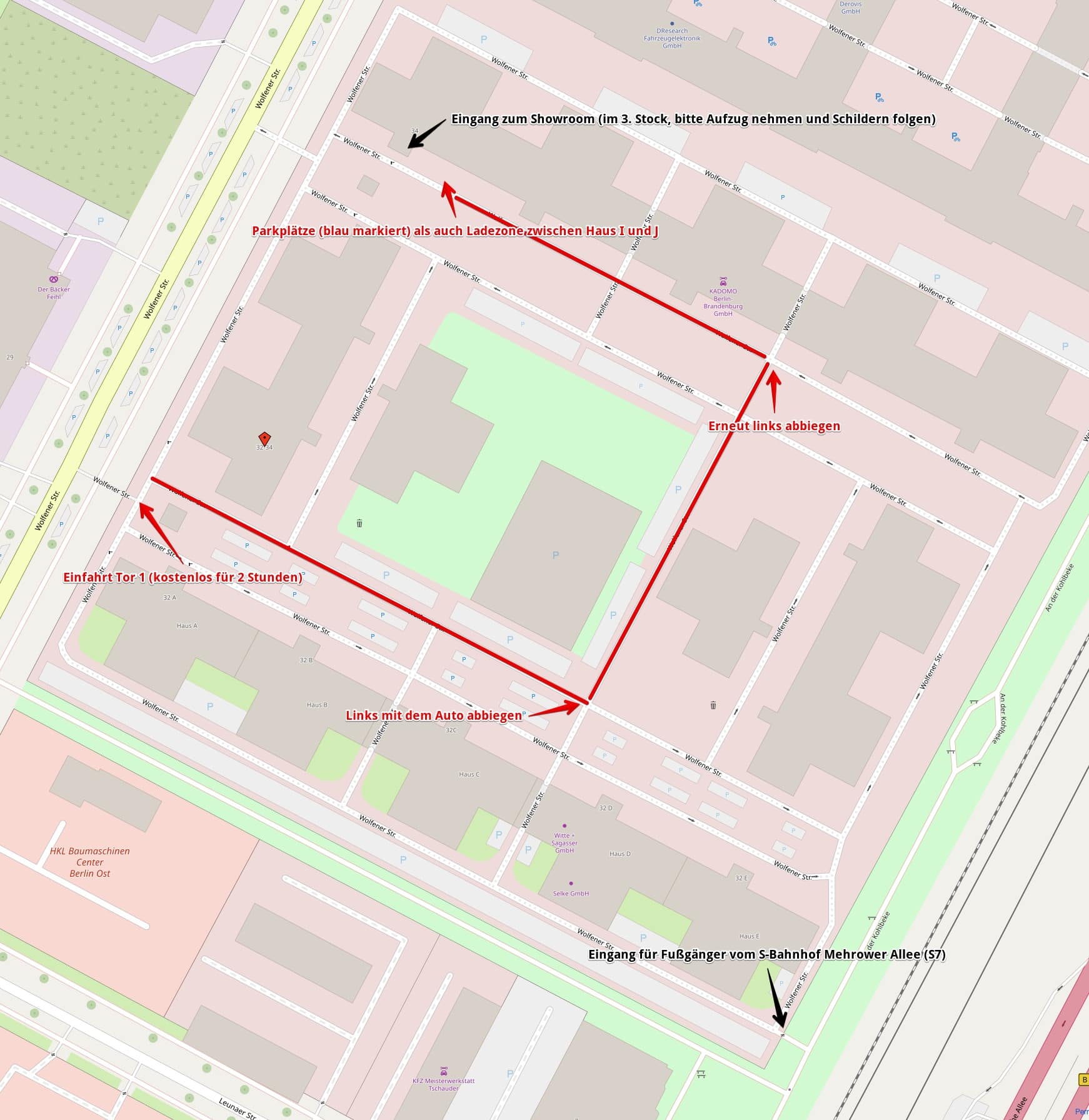 Showroom in Berlin 2 Karte für Anfahrt zum Showroom