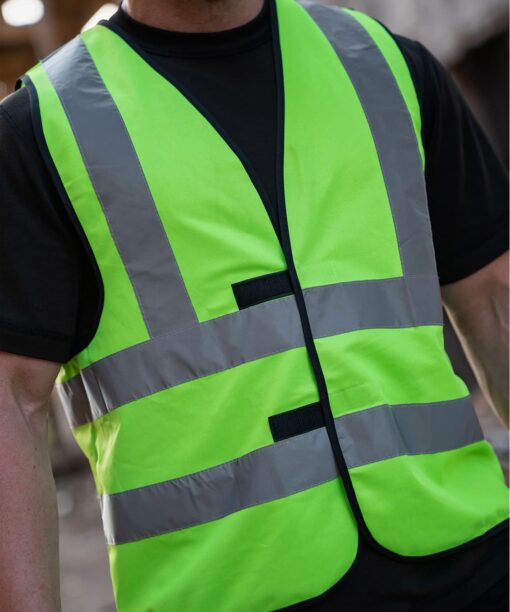 Vier-Streifen-Warnweste mit Klettverschluss 13 4 Streifen Westen in vielen Farben mit eigenem Text oder Grafik PIXI 268238 30008 11 1